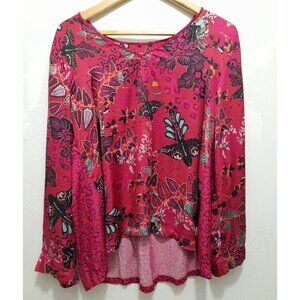 Odd Molly Blouse Floral Colorful Casual Lightweight Viscose Size Medium